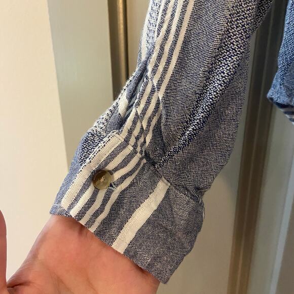 Anthropologie Maeve Women's Size Small Blue Chatham Striped Button Down Shirt - Picture 8 of 9